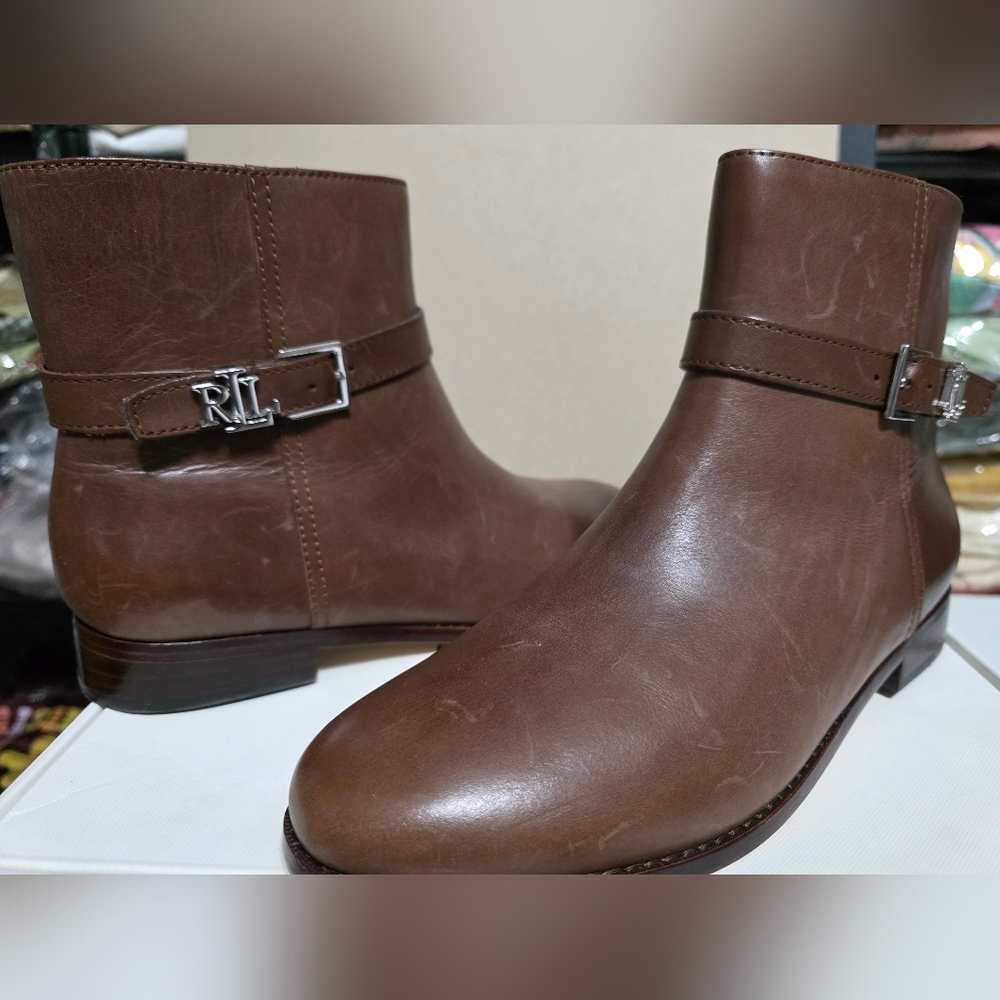 Lauren Ralph Lauren Dark Mahogany Leather Boots